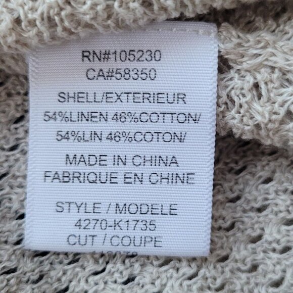 Joie Blush Neutral Linen Cotton Knit Scoop Neck Long Sleeve Sweater Size Small - Picture 11 of 12